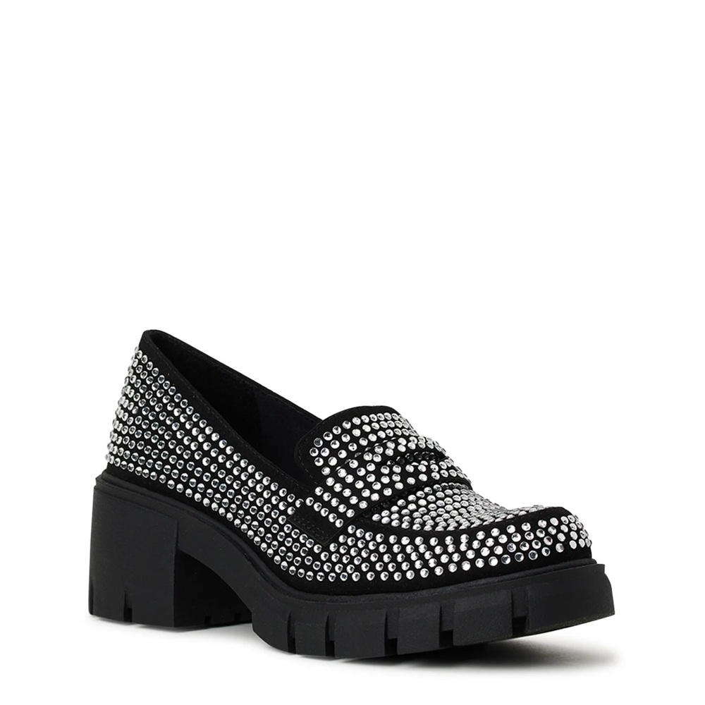 30, 31, 32. Madden NYC crystal black faux leather loafer NWOT